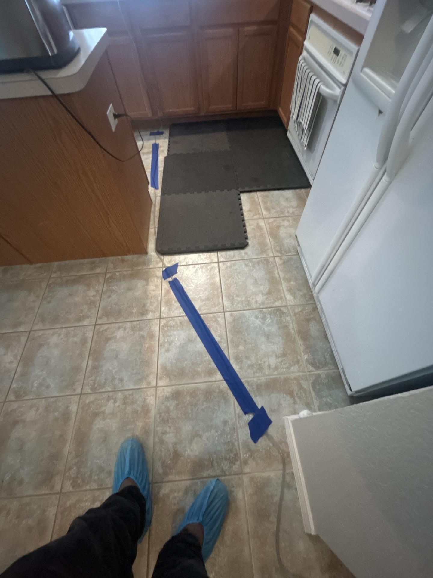 Containment barriers set up during water mitigation