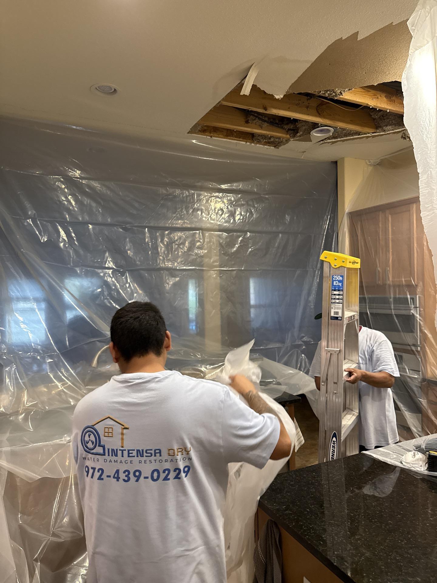 Kitchen prepared for water damage cleanup