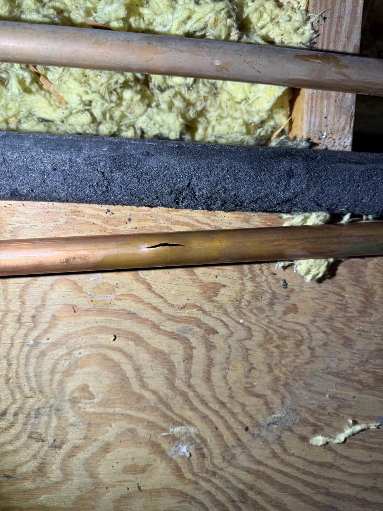 Burst pipe in attic that caused flooding throughout Dallas home