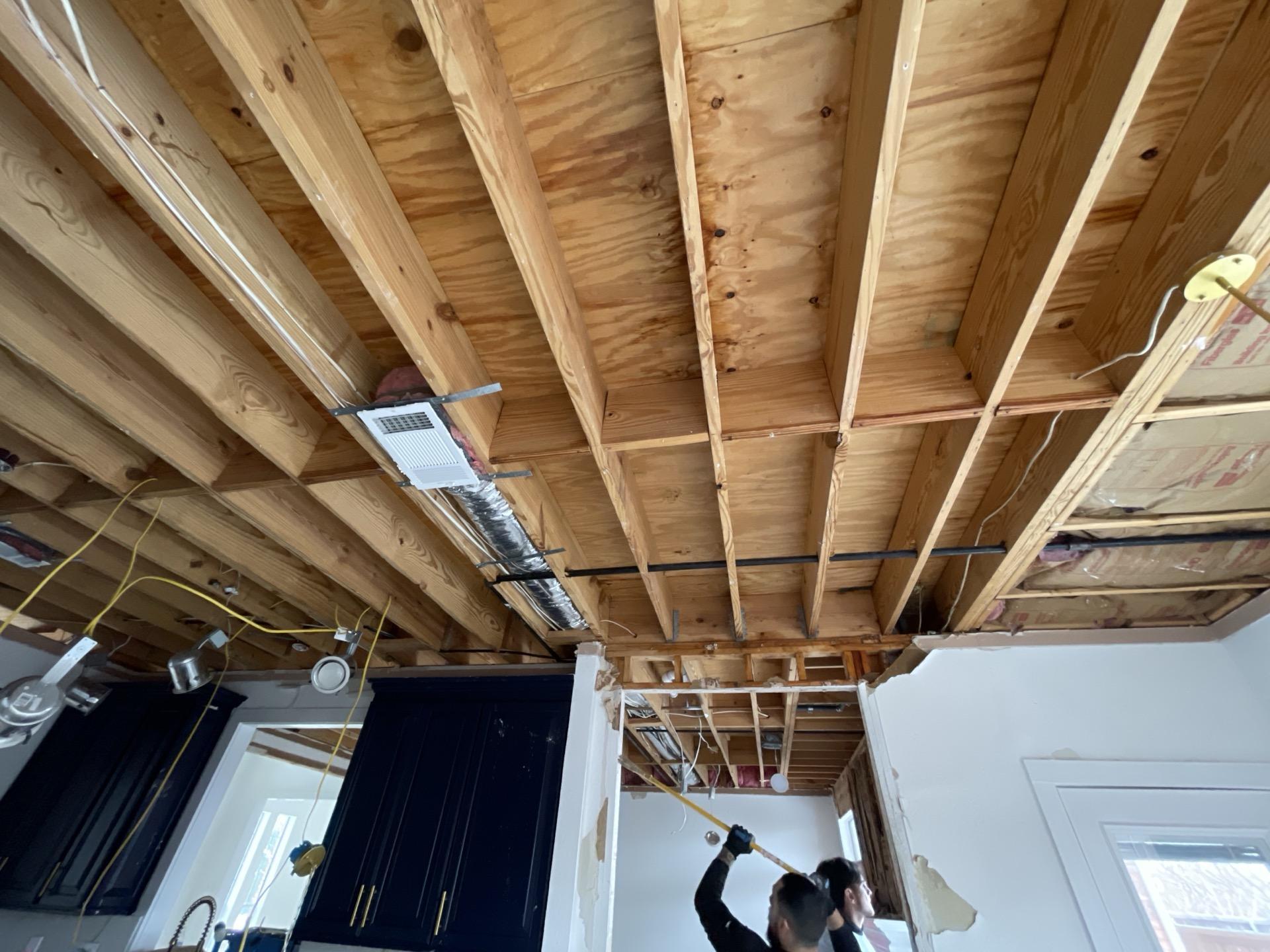 Kitchen ceiling removed for drying