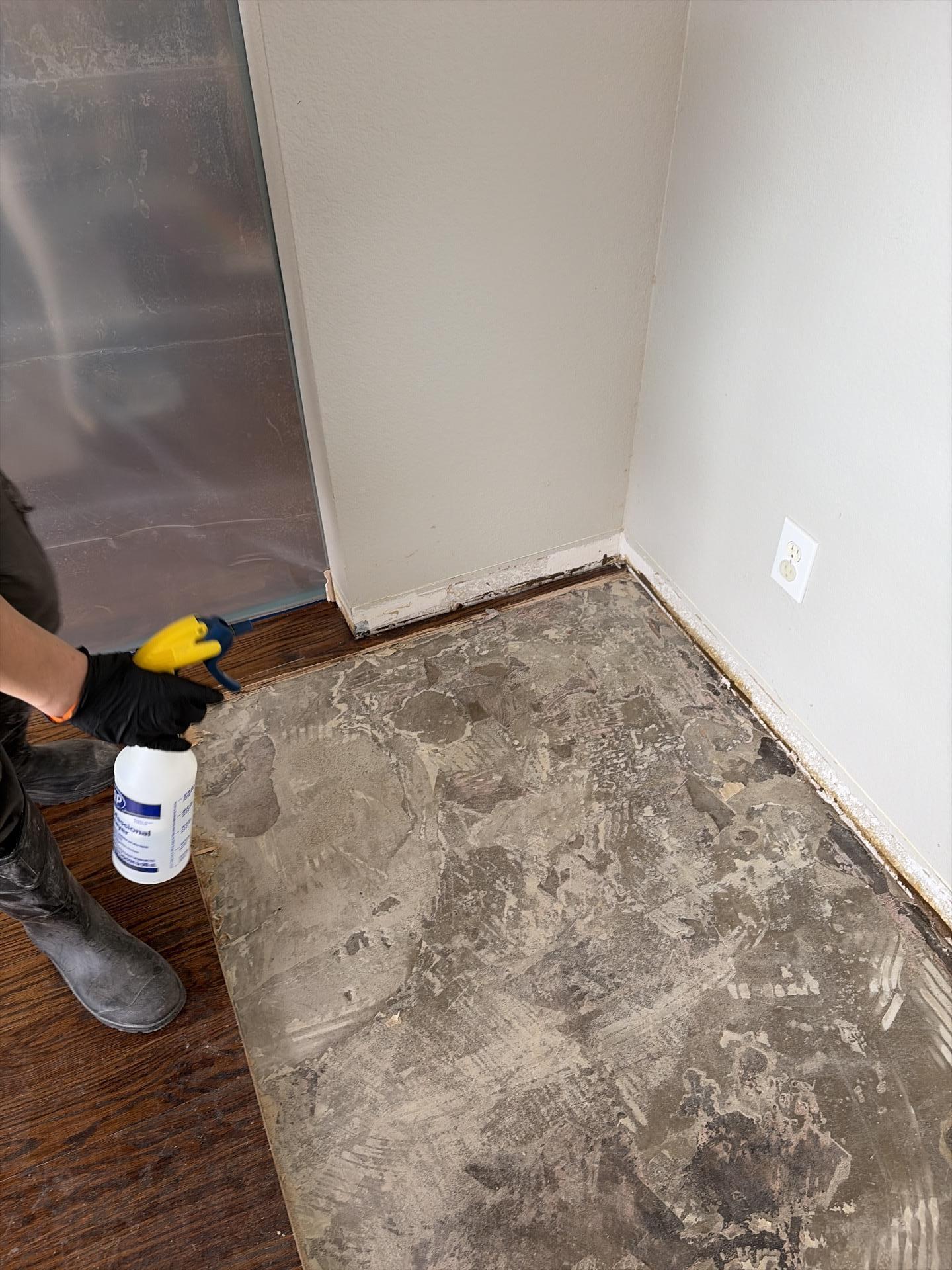 Play room with demo, containment, and sanitization underway after water damage