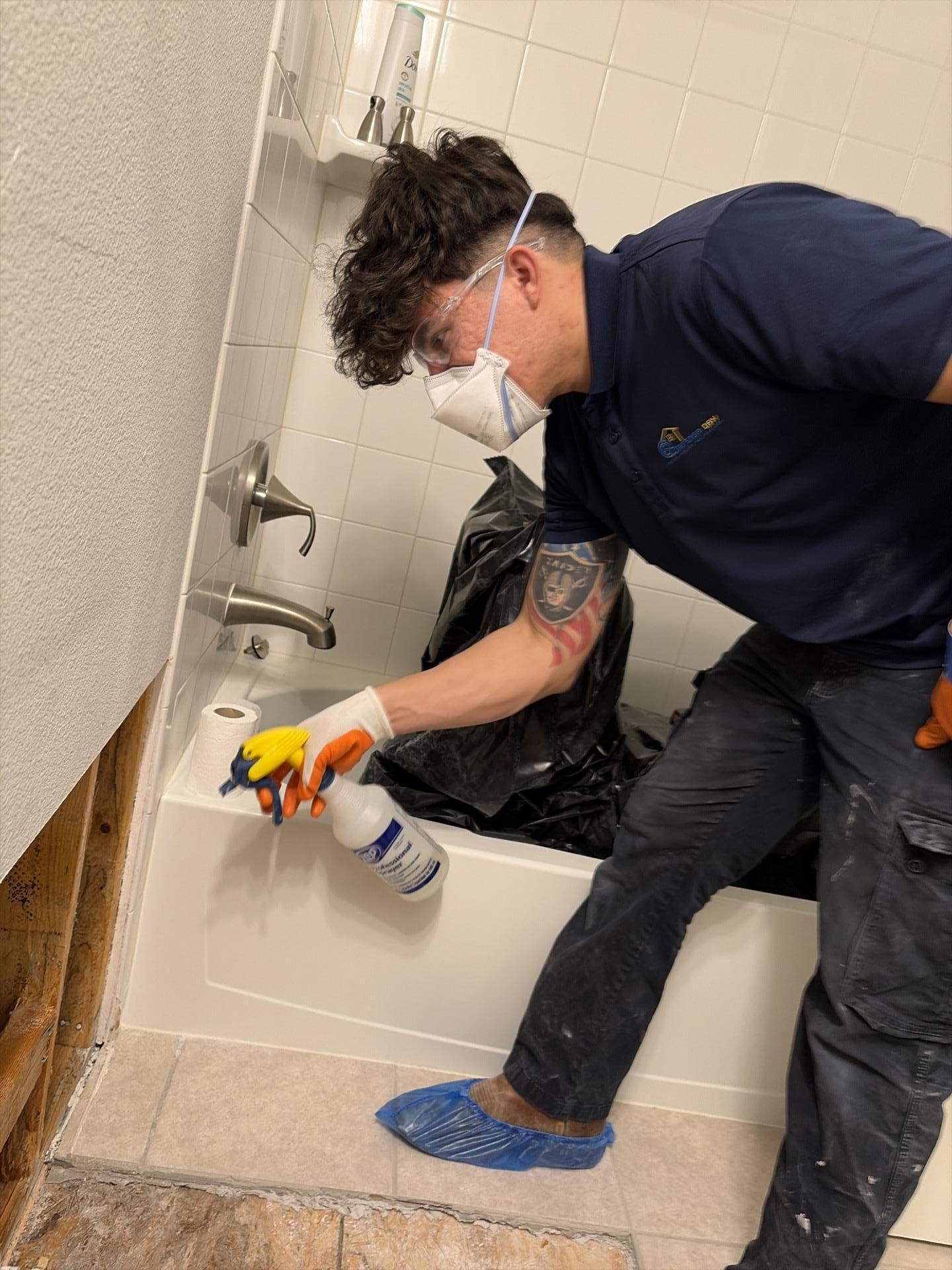 Spraying antimicrobial solution