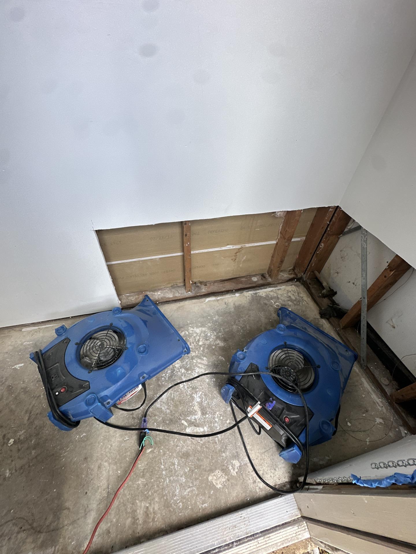 Drying equipment running inside the outside storage closet