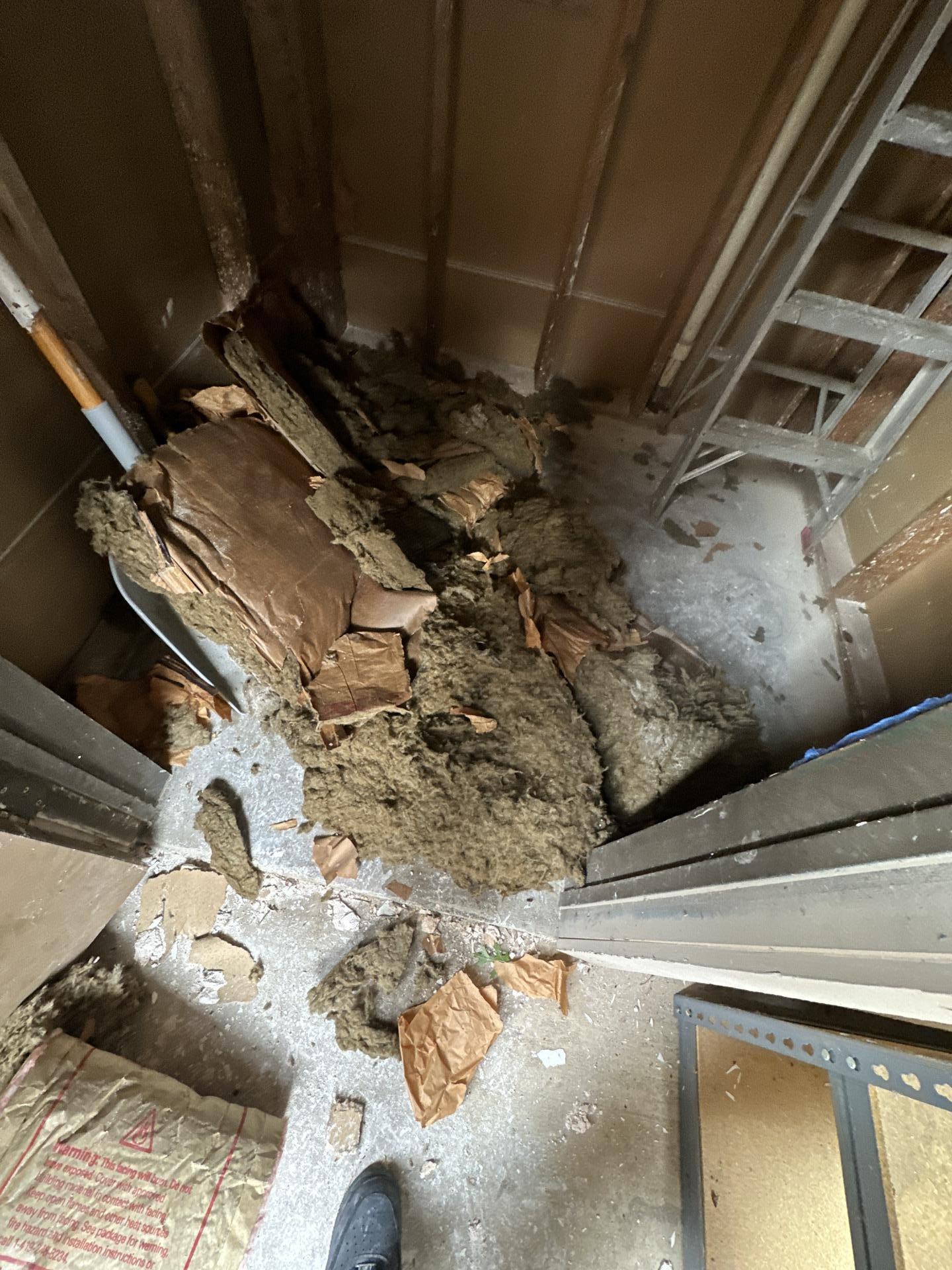Extensive demo work inside the second outside storage closet
