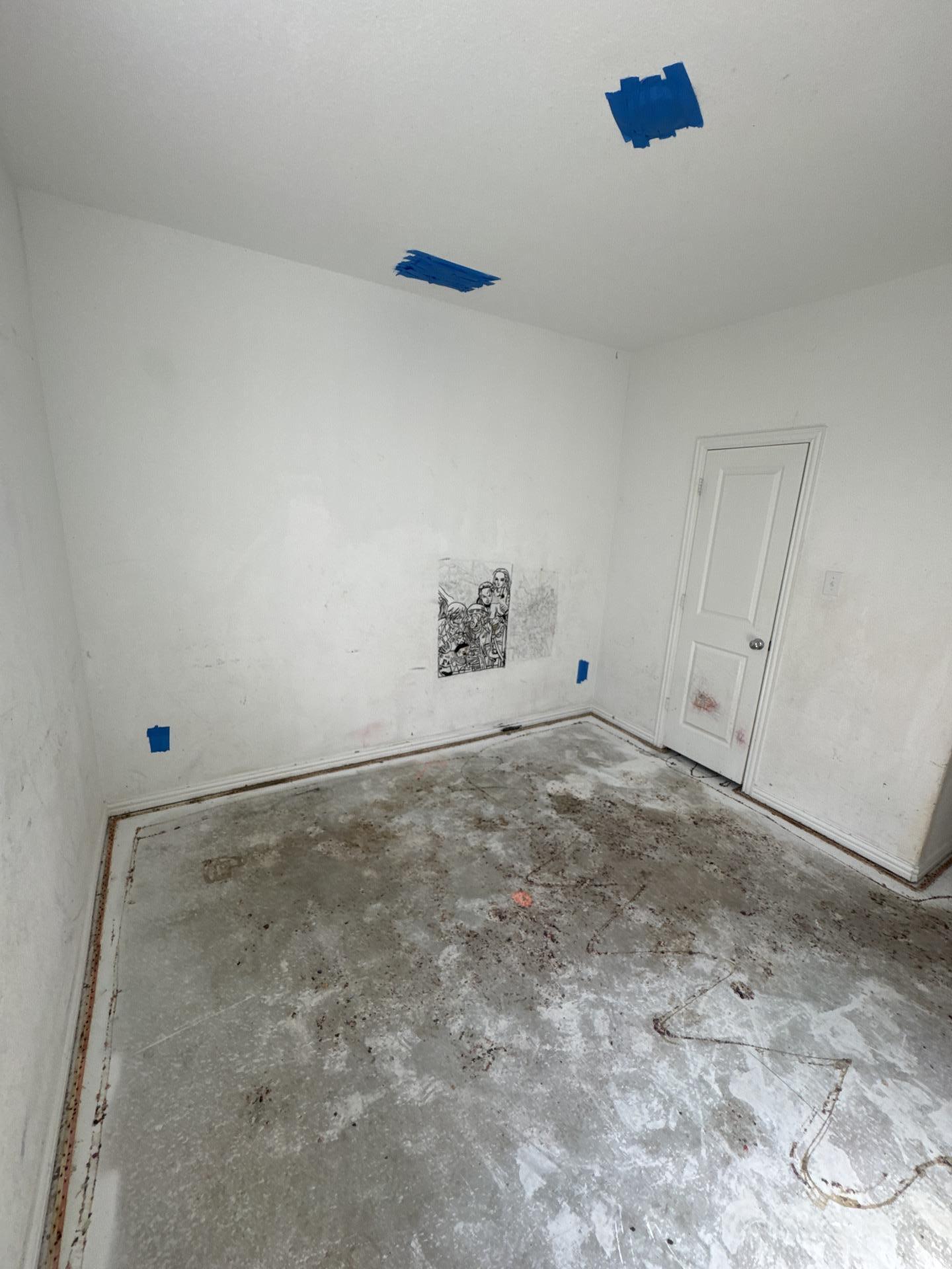 Bedroom in the middle of the mold remediation process